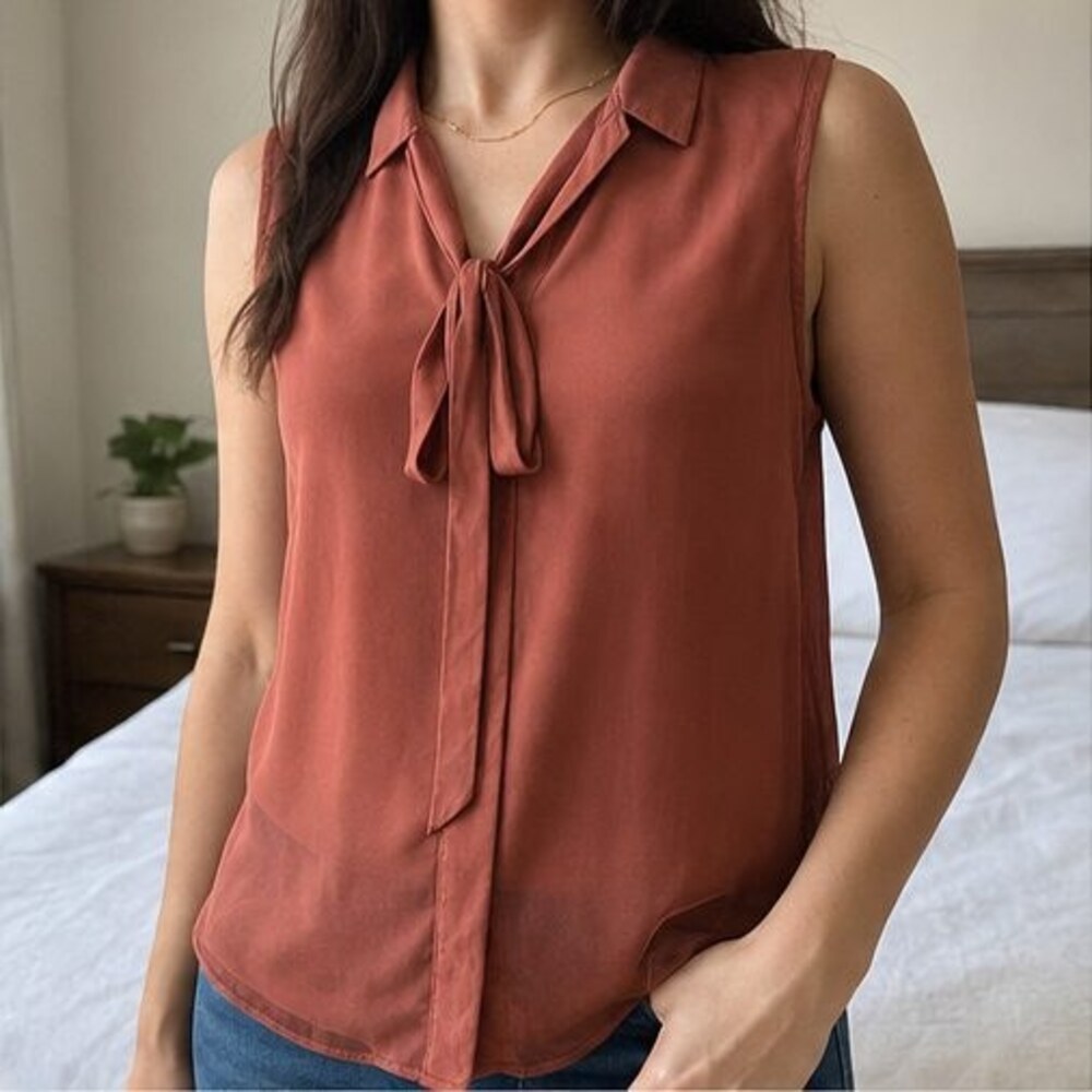 Rust Wrap Blouse - Picture 2 of 6